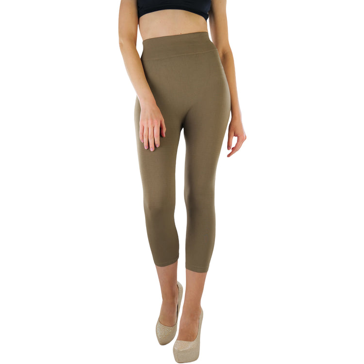 Women’s Capri Length Wide Waistband Seamless Lightweight Stretch Leggings
