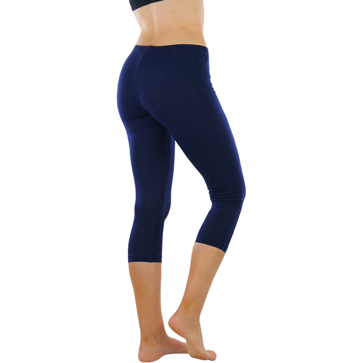 Women's Seamless Cotton Stretchy Band Yoga Activewear Capri Leggings
