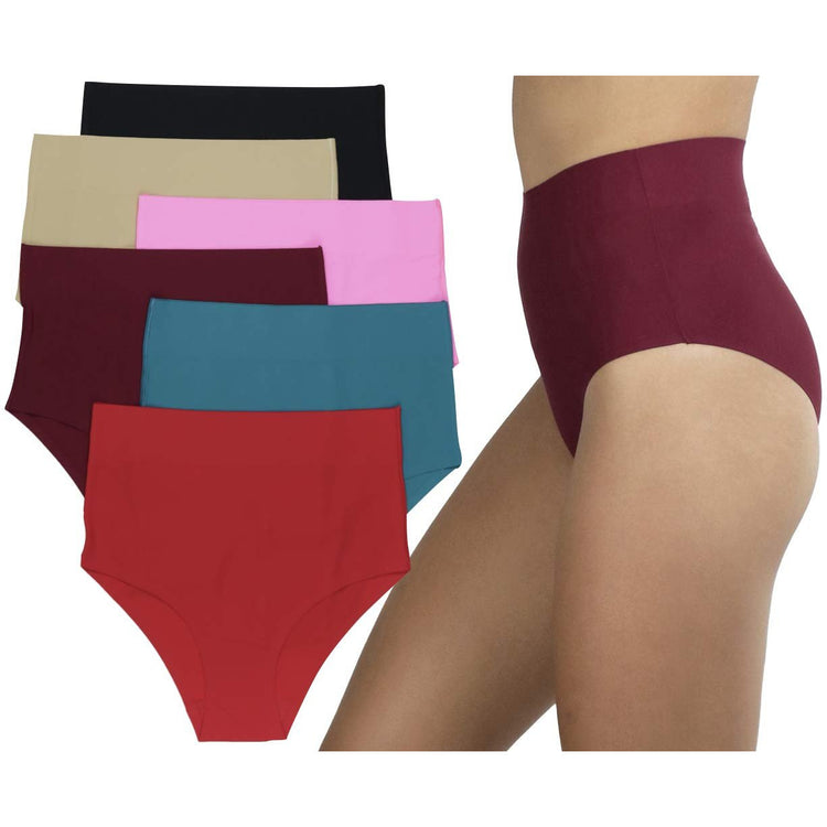 Women's Pack of 6 High Waisted Seamless Laser Cut Panty Briefs