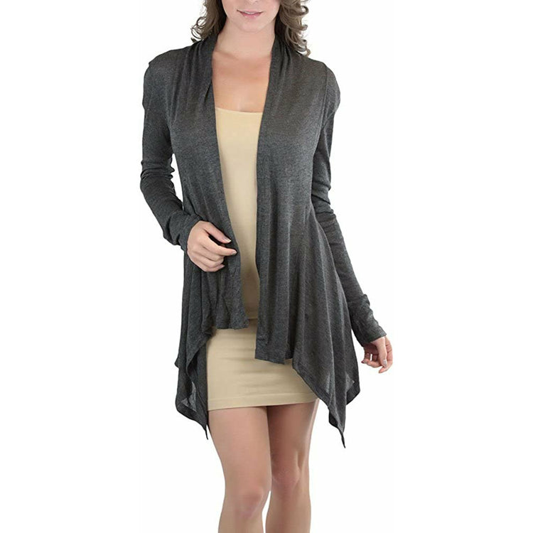 Women's Open Drape-Front Asymmetrical Hem Cardigan