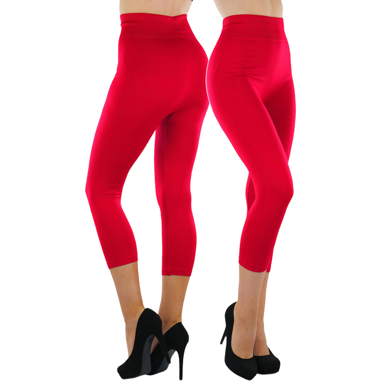 Women’s Capri Length Wide Waistband Seamless Lightweight Stretch Leggings