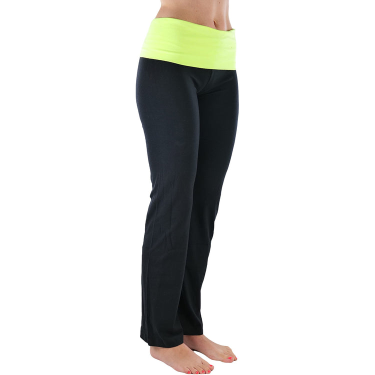 Women's Elastic Exercise Sweatpants w/Fold-Over Waistband