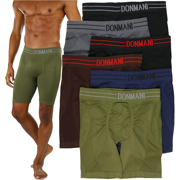 ToBeInStyle Men's Pack of 6 Waistband Design Long Leg Boxers