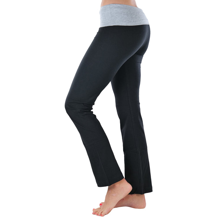Women's Elastic Exercise Sweatpants w/Fold-Over Waistband