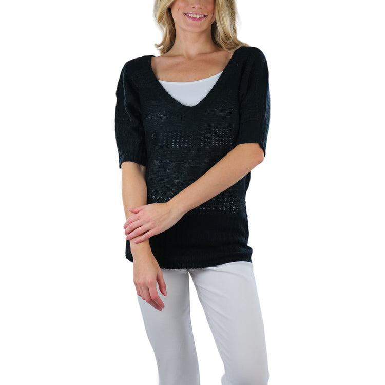 Women's Soft Knit V-Neck Sweater Warm Knit Tunic