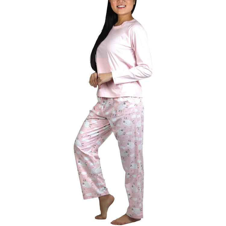 Women's Matching Pajama Set with Kangaroo Pocket Top and Flannel Pants