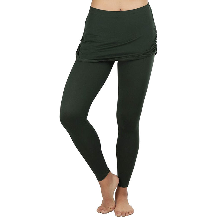 ToBeInStyle Women's High Waist Leggings with Attached Mini Skirt