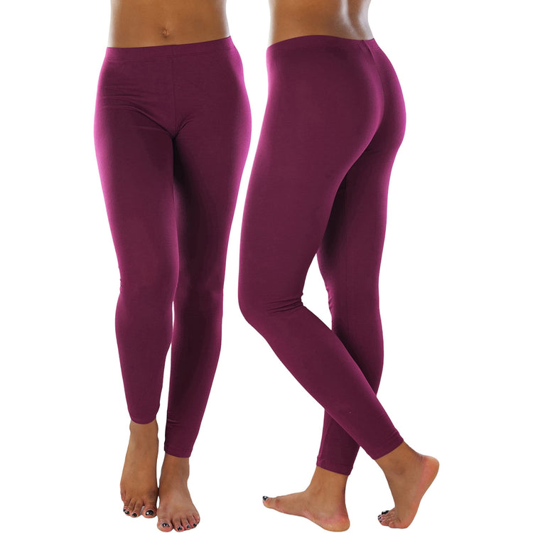 Women's Soft Knit Yoga Cotton Skinny Fit Full Length Leggings