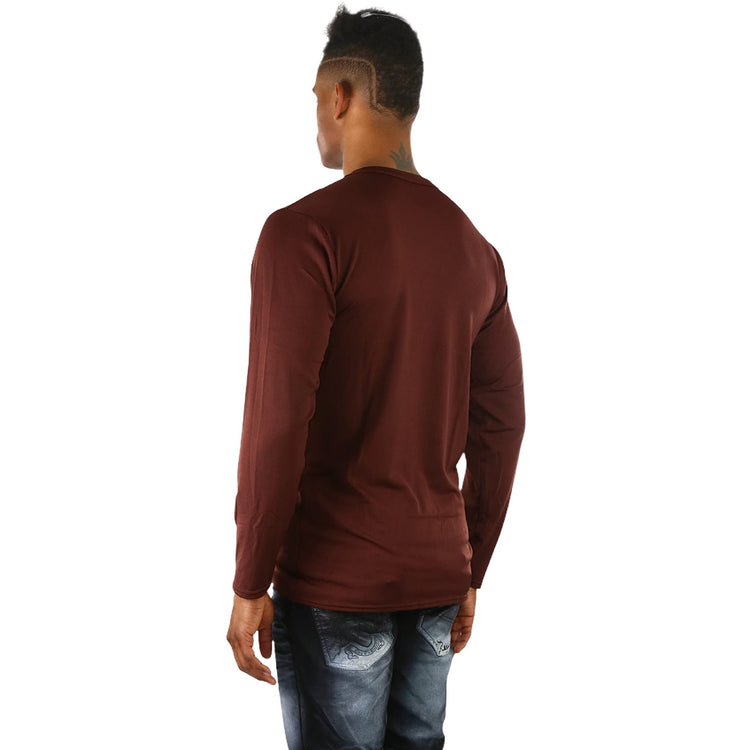 Men's Premium Fleece Lined Microfiber Thermal Long Sleeve Crewneck Shirt Top