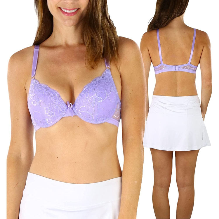 ToBeInStyle Women's Pack of 6 Floral Lace Overlay Bras with Lace Band