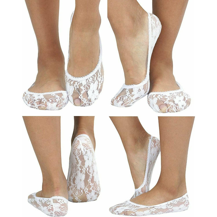 ToBeInStyle Women's Pack of 6 Floral Sheer Shoe Liner Footie