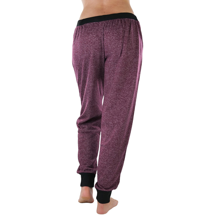 Women's Marled Print French Terry Jogger Pants with Cuff Ends