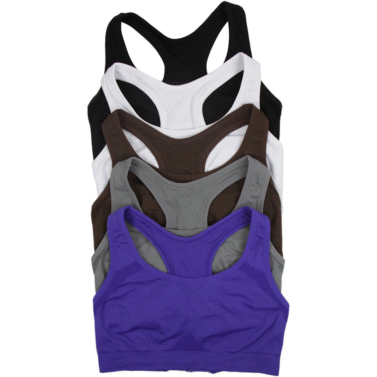 ToBeInStyle Women’s Pack of 6 Comfortable and Supportive Racerback Sports Bras