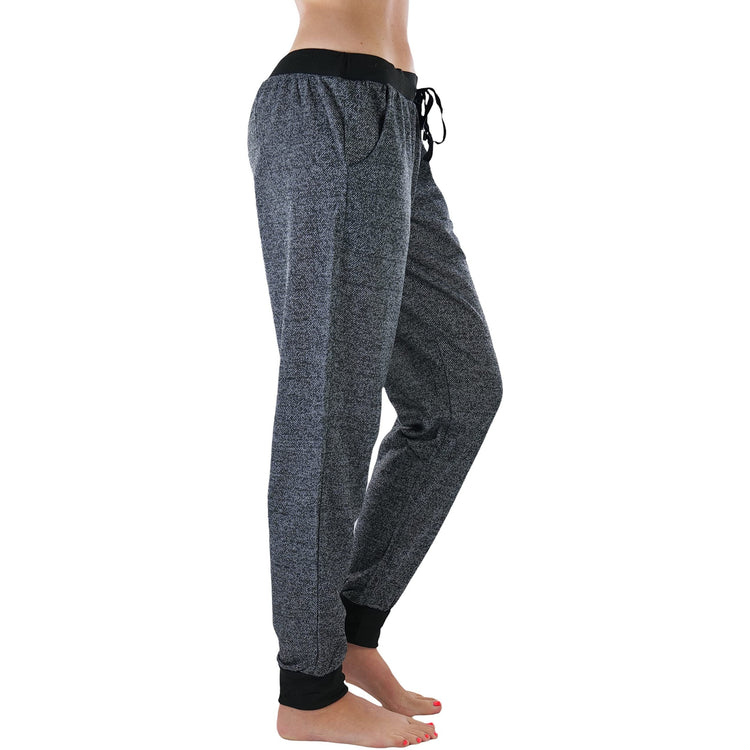 Women's Marled Print French Terry Jogger Pants with Cuff Ends