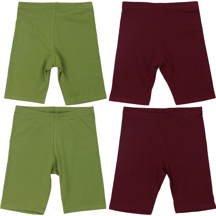 Girls' Pack of 6 Cotton-Spandex Blend Stretch Waistband Short Length Shorts