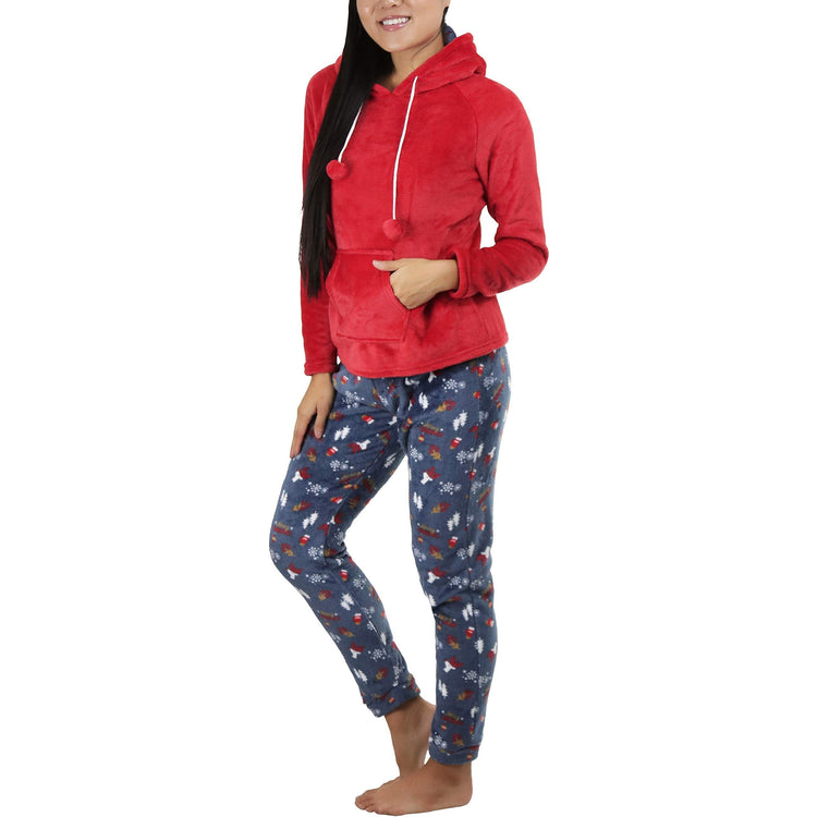 Women's Premium Plush Hoodie Lounge Pajama Set
