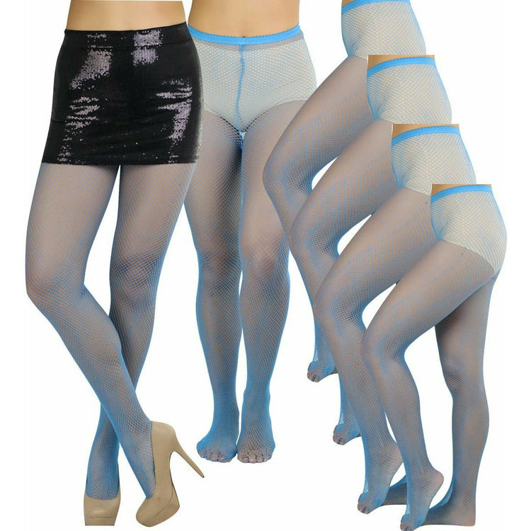 ToBeInStyle Womens Pack of 6 Vibrant Color Nylon Fishnet Pantyhose