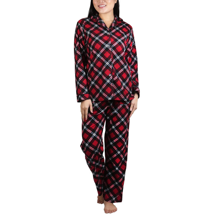 Women's Flannel Pajama Set with Matching Top and Bottom