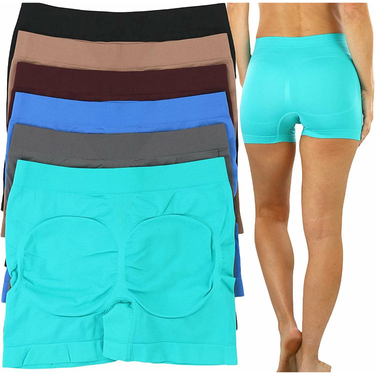 Women's Pack of 6 Stretchy Microfiber Cheeky Boyshort Panties