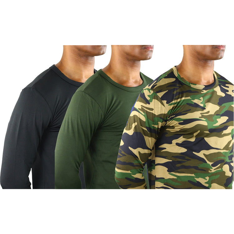 Men's Premium Fleece Lined Microfiber Thermal Long Sleeve Crewneck Shirt Top