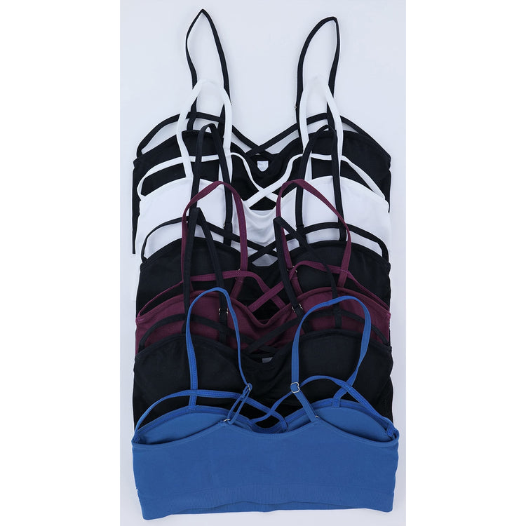 Women's Pack of 6 Strappy Cross Back Bras