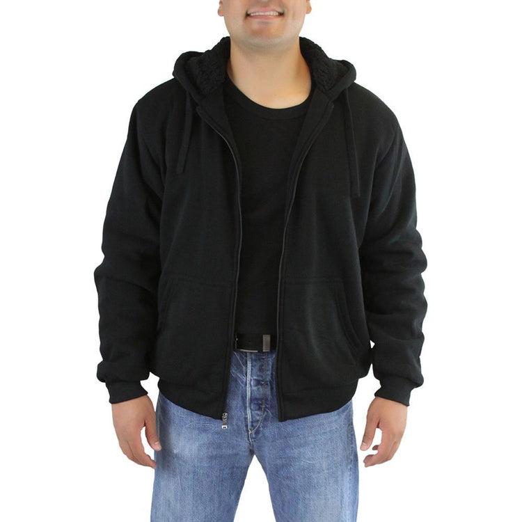 Men's Fleece Lined Sherpa Hoodie with Adjustable Drawstring Hood