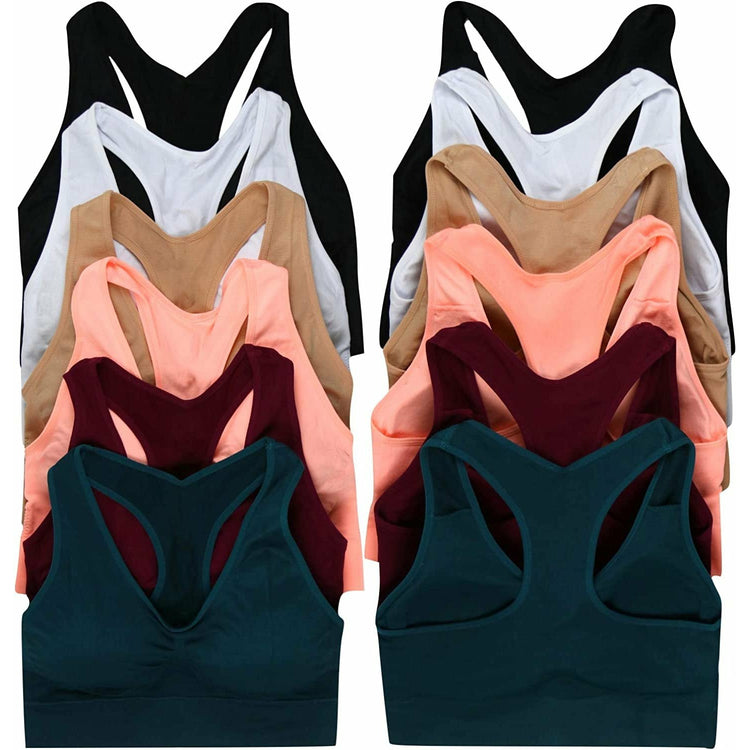 ToBeInStyle Women’s Pack of 6 Comfortable and Supportive Racerback Sports Bras