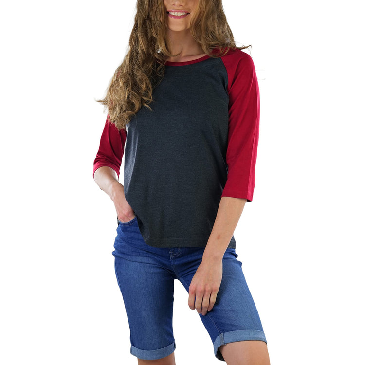 Women's Classic Two Color Cotton Baseball T-Shirts