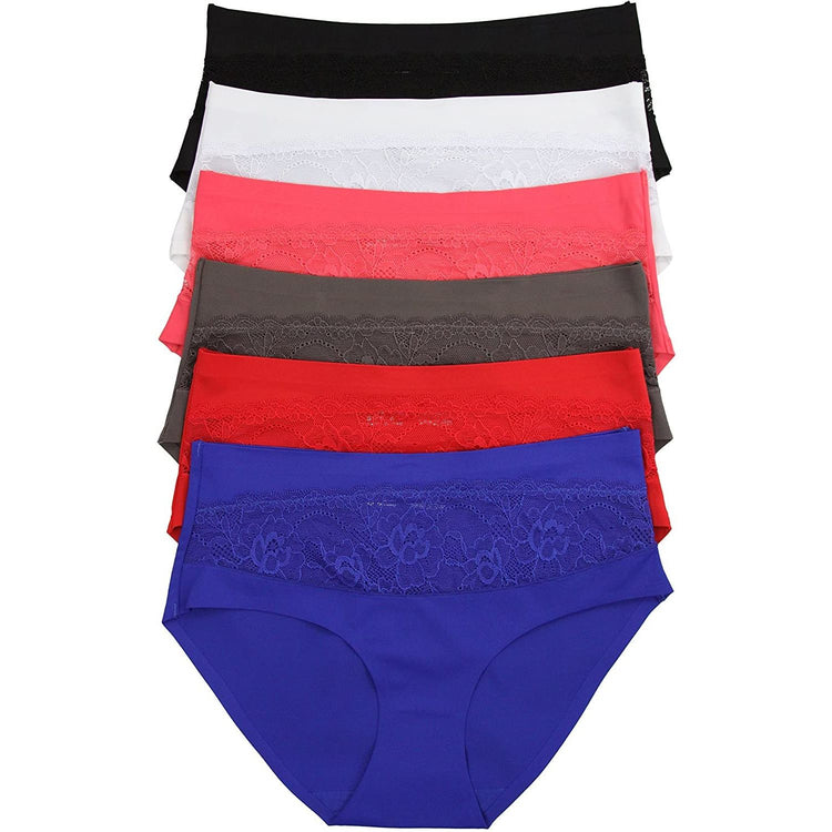 ToBeInStyle Womenโs Pack of 6 Comfortable No Panty Line Laser Cut Boyshorts