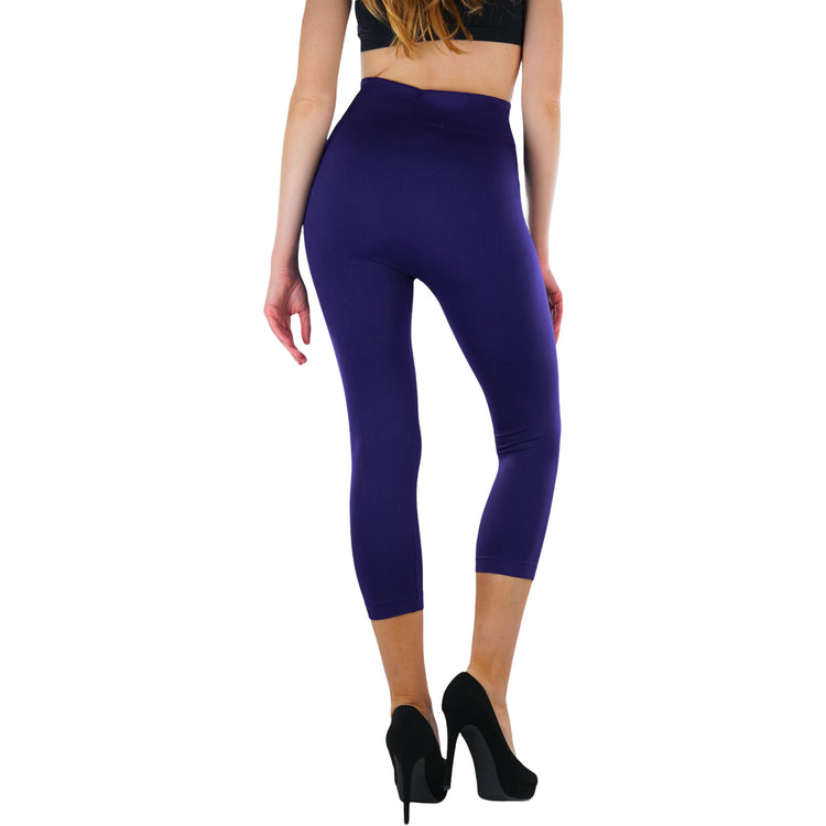 Women’s Capri Length Wide Waistband Seamless Lightweight Stretch Leggings