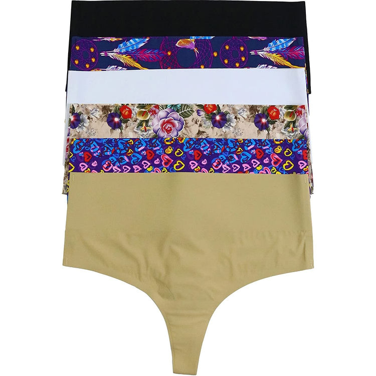 ToBeInStyle Womenโs Pack of 6 Comfortable No Panty Line Laser Cut Boyshorts
