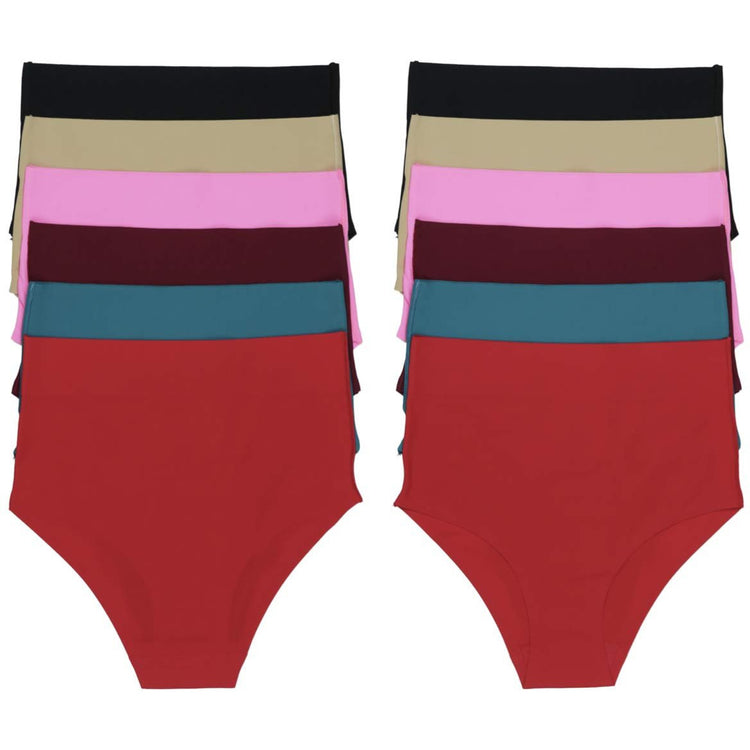 Women's Pack of 6 High Waisted Seamless Laser Cut Panty Briefs