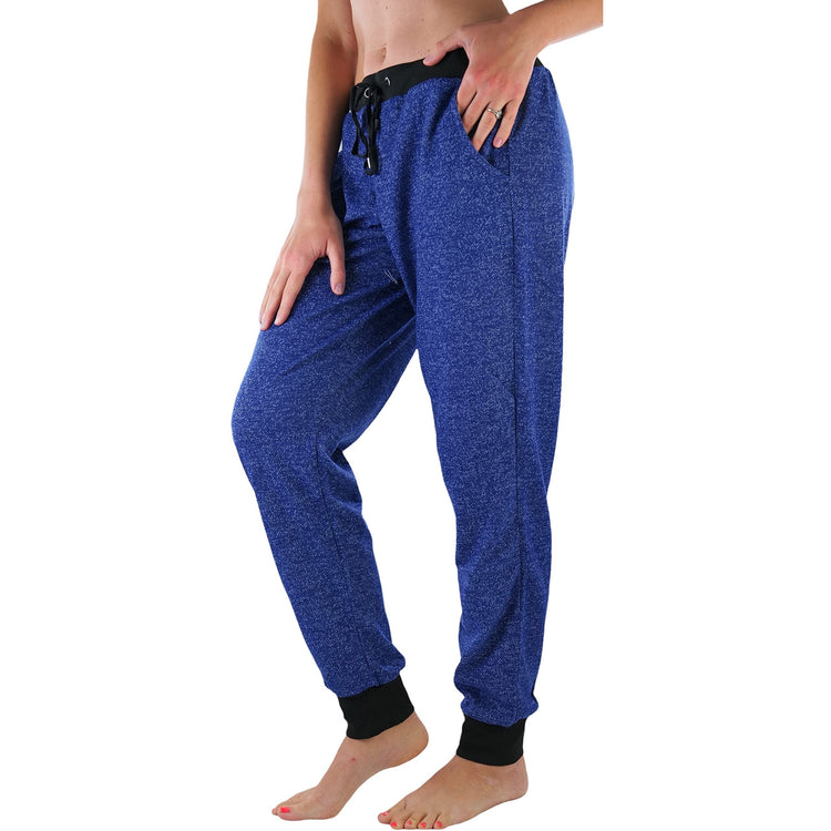 Women's Marled Print French Terry Jogger Pants with Cuff Ends