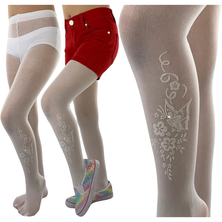 Girls to Junior Pack of 6 Opaque Nylon Tights Pantyhose Age: 1-12 Years Old