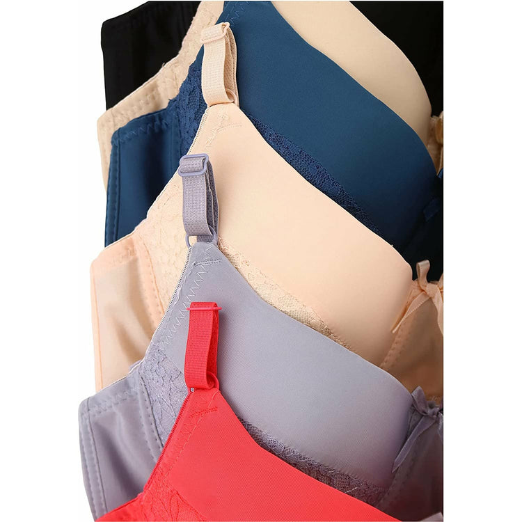ToBeInStyle Women's Pack of 6 Padded Half-Laced Full Cup Bras