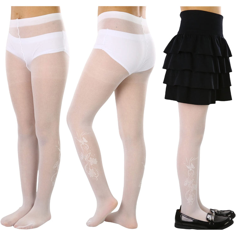 Girls to Junior Pack of 6 Opaque Nylon Tights Pantyhose Age: 1-12 Years Old