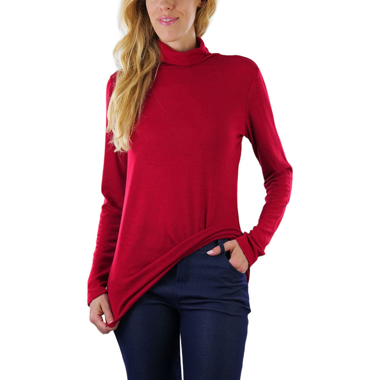 ToBeInStyle Women's Relaxed fit Long Sleeve Soft and Stretchy Turtleneck Shirt