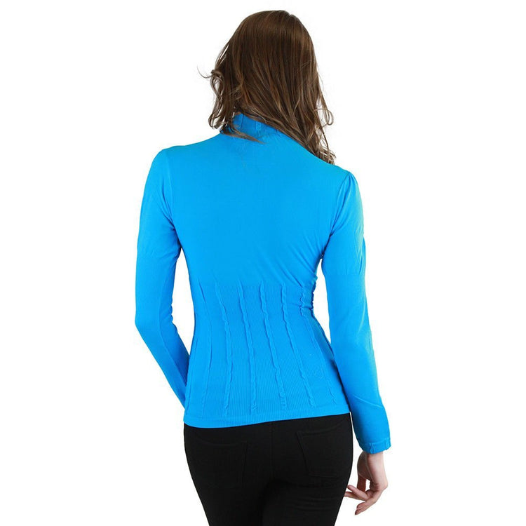 Women’s Seamless Textured Long Sleeve Turtleneck Blouse