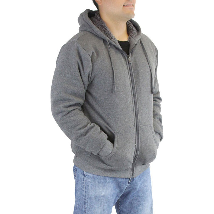Men's Fleece Lined Sherpa Hoodie with Adjustable Drawstring Hood