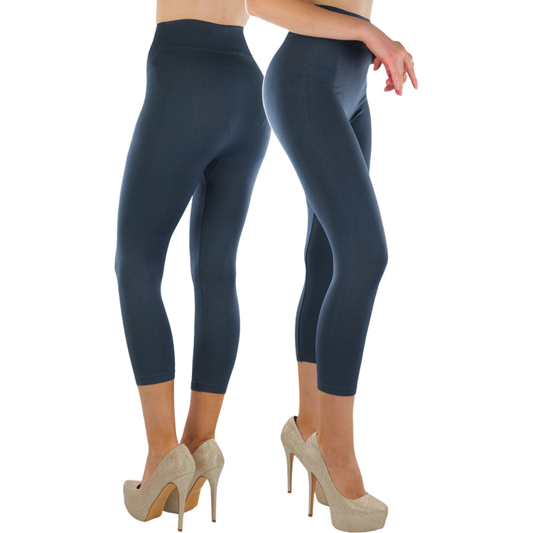 Women’s Capri Length Wide Waistband Seamless Lightweight Stretch Leggings