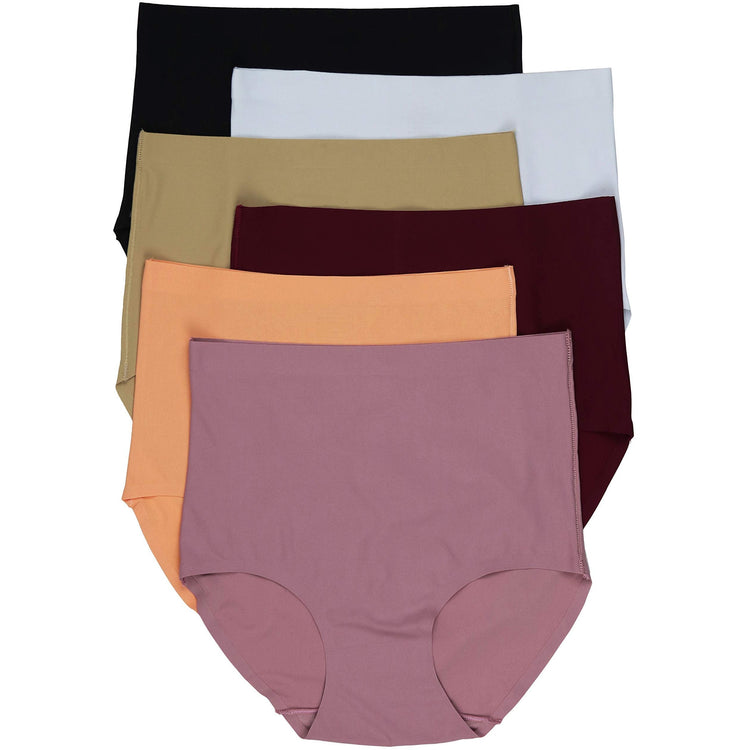 Women's Pack of 6 High Waisted Seamless Laser Cut Panty Briefs