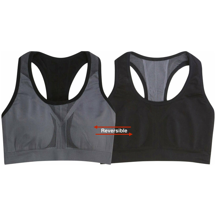 Women's Single or Pack of 3 Reversible Double Layered Compression Sports Bras