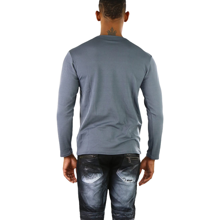 Men's Premium Fleece Lined Microfiber Thermal Long Sleeve Crewneck Shirt Top
