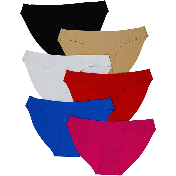 ToBeInStyle Womenโs Pack of 6 Comfortable No Panty Line Laser Cut Boyshorts