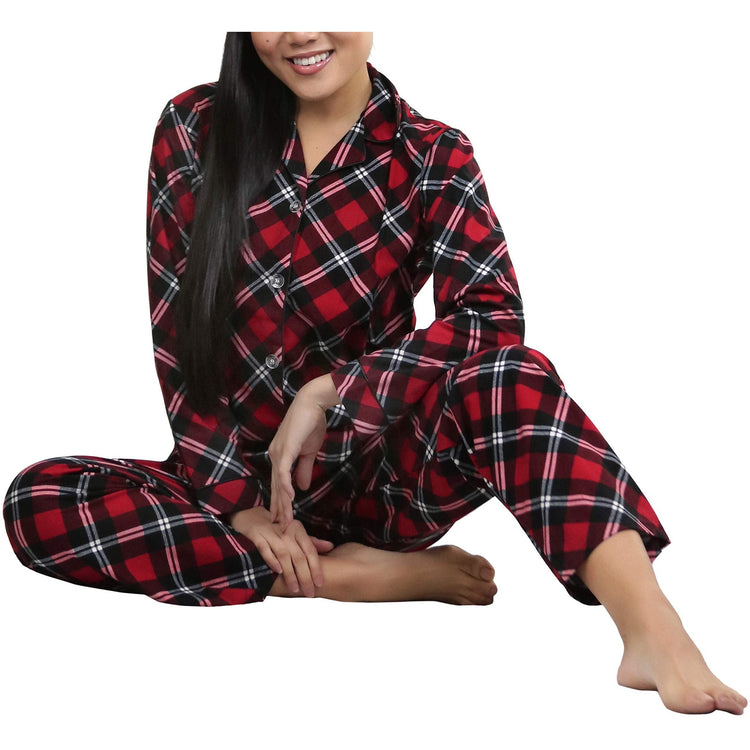 Women's Flannel Pajama Set with Matching Top and Bottom