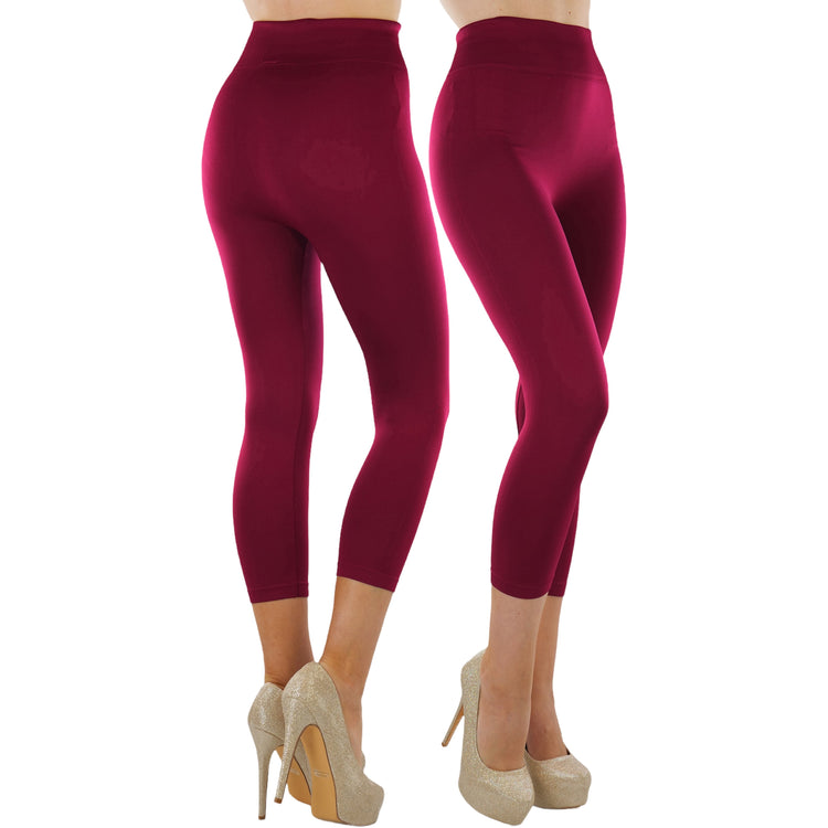 Women’s Capri Length Wide Waistband Seamless Lightweight Stretch Leggings