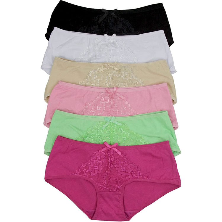 ToBeInStyle Womenโs Pack of 6 Comfortable No Panty Line Laser Cut Boyshorts