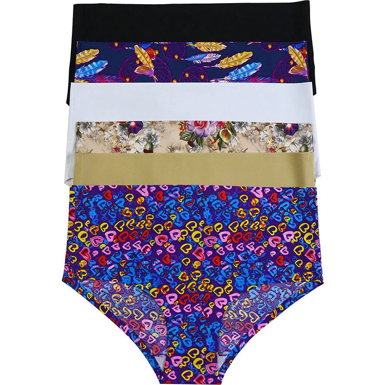 ToBeInStyle Womenโs Pack of 6 Comfortable No Panty Line Laser Cut Boyshorts