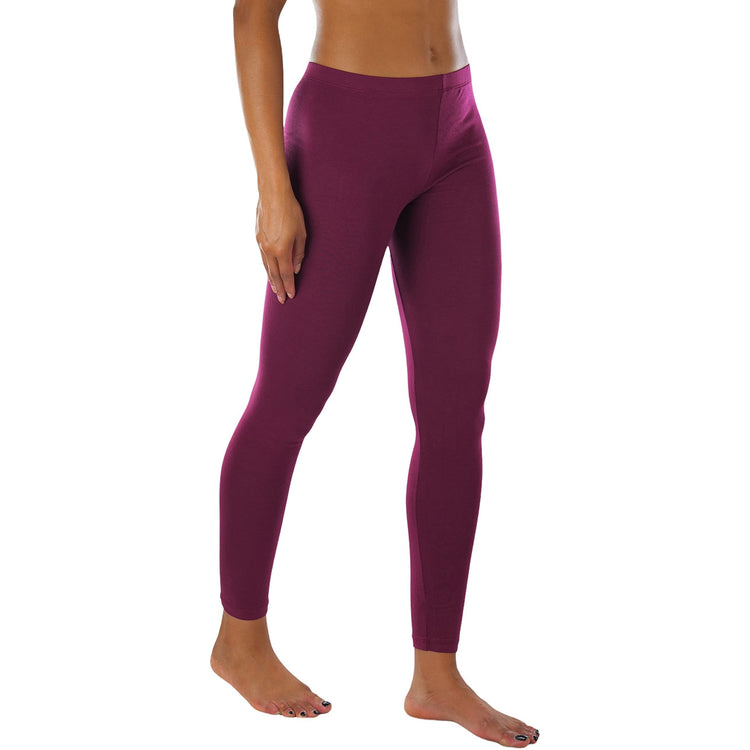 Women's Soft Knit Yoga Cotton Skinny Fit Full Length Leggings