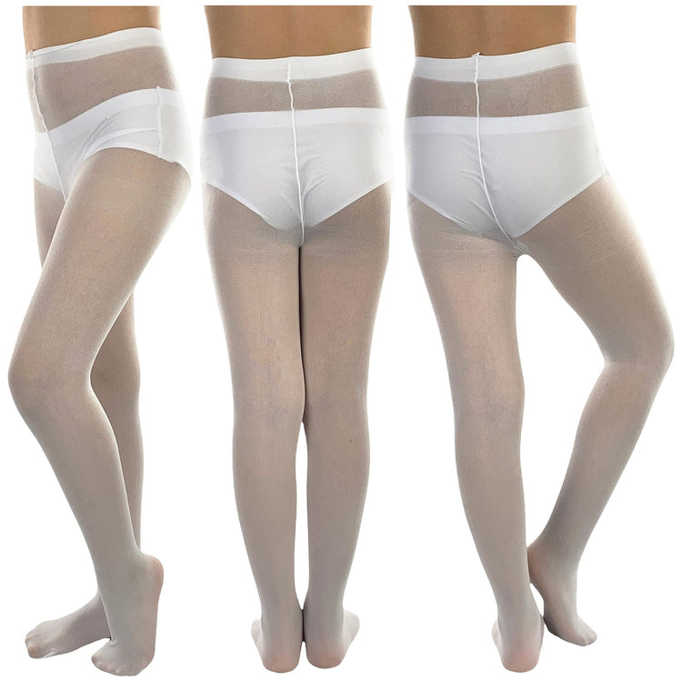 Girls to Junior Pack of 6 Opaque Nylon Tights Pantyhose Age: 1-12 Years Old